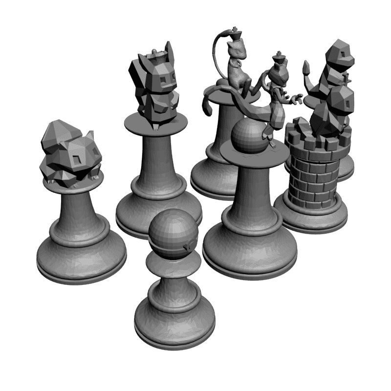 картинка Набор шахмат. Покемоны PI3-114 3D-STL.COM