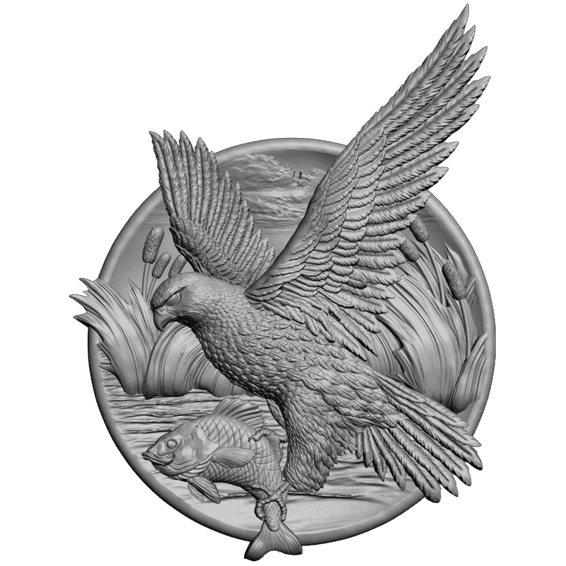 картинка Ястреб с рыбой D12-540 3D-STL.COM