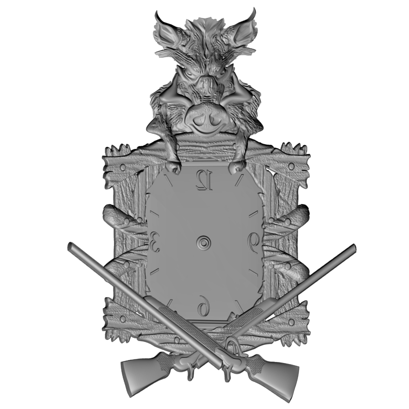 картинка Часы с кабаном и ружьями P3-169 3D-STL.COM