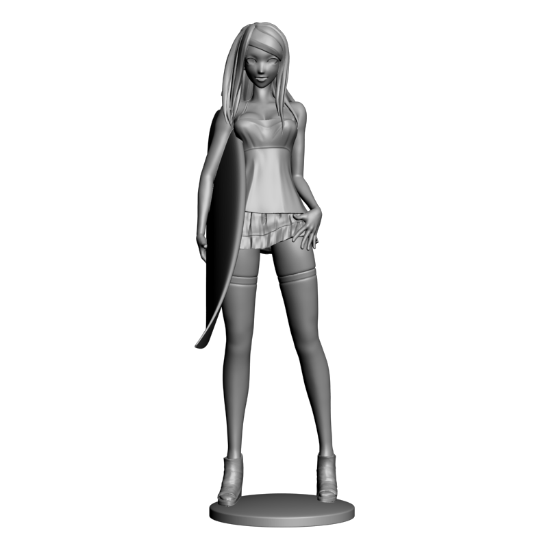 картинка Девушка с доской для серфинга L3-223 3D-STL.COM