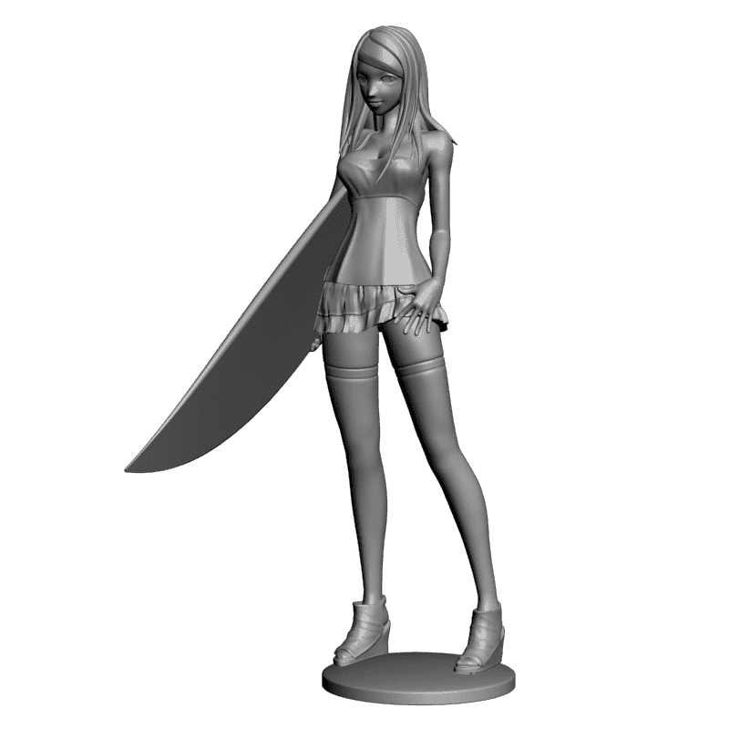 картинка Девушка с доской для серфинга L3-223 3D-STL.COM