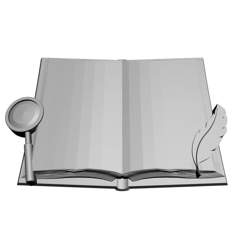 картинка Книга с пером и лупой P4-580 3D-STL.COM