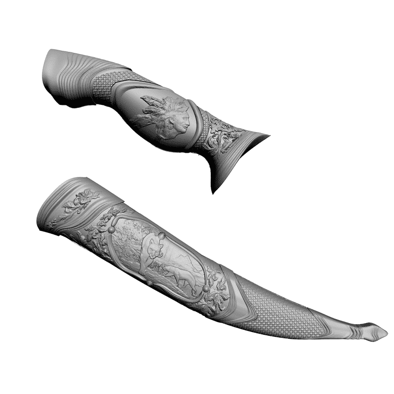 картинка Ручка ножа и ножны RO3-004 3D-STL.COM