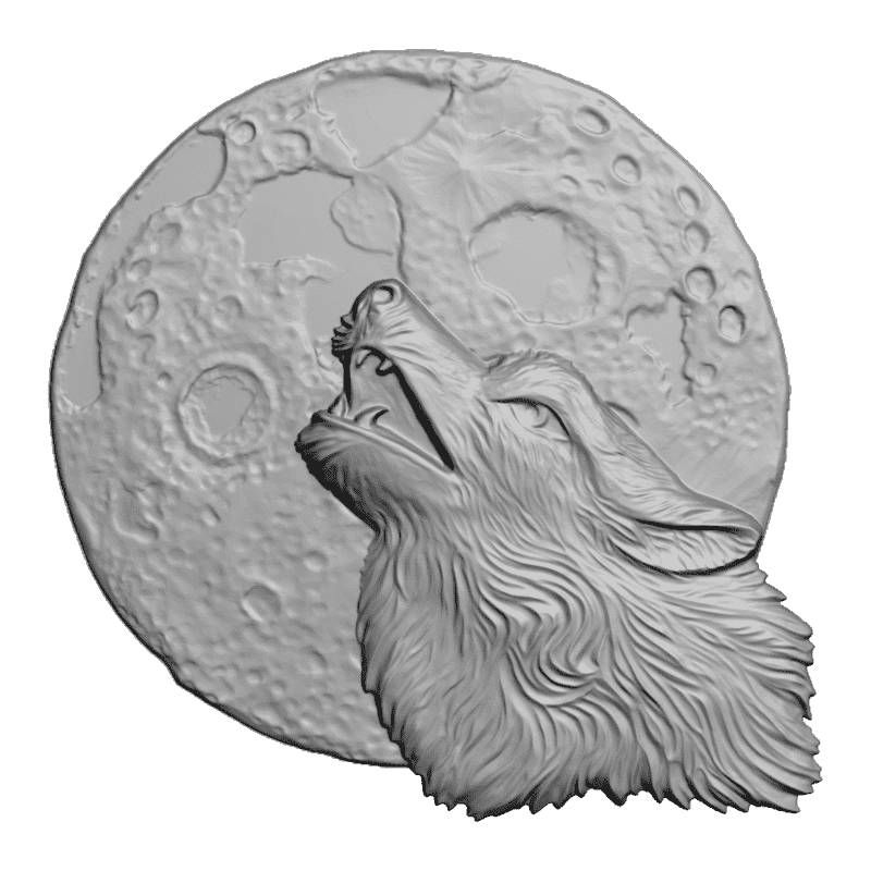 картинка Волк воет на луну D12-528 3D-STL.COM