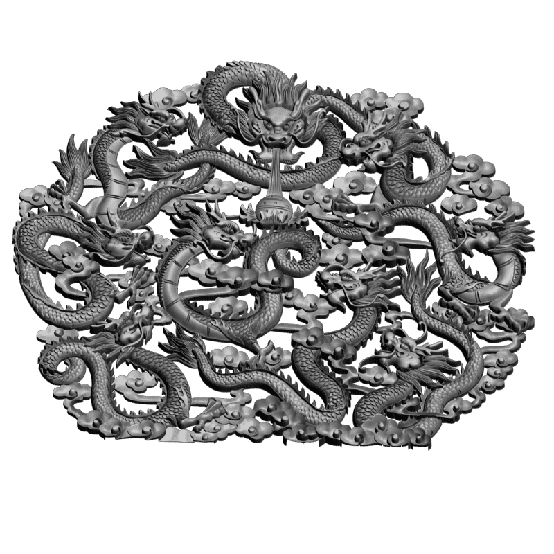 картинка Девять китайских драконов D12-474 3D-STL.COM
