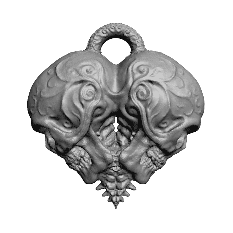 картинка Два черепа - сердце RY5-055 3D-STL.COM