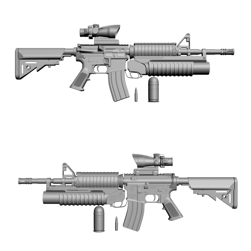 картинка Colt M4A1 withM203 RO2-029 3D-STL.COM