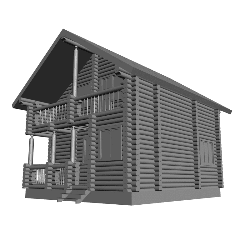 картинка Бревенчатый дом H1-005 3D-STL.COM