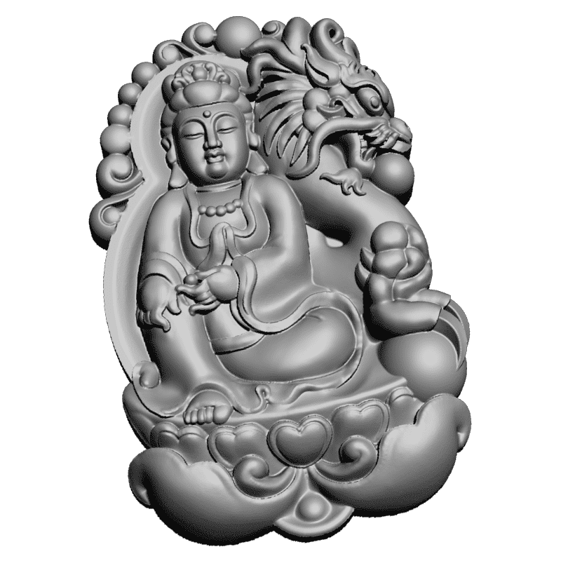 картинка Бодхисаттва с драконьим фоном V9-090 3D-STL.COM