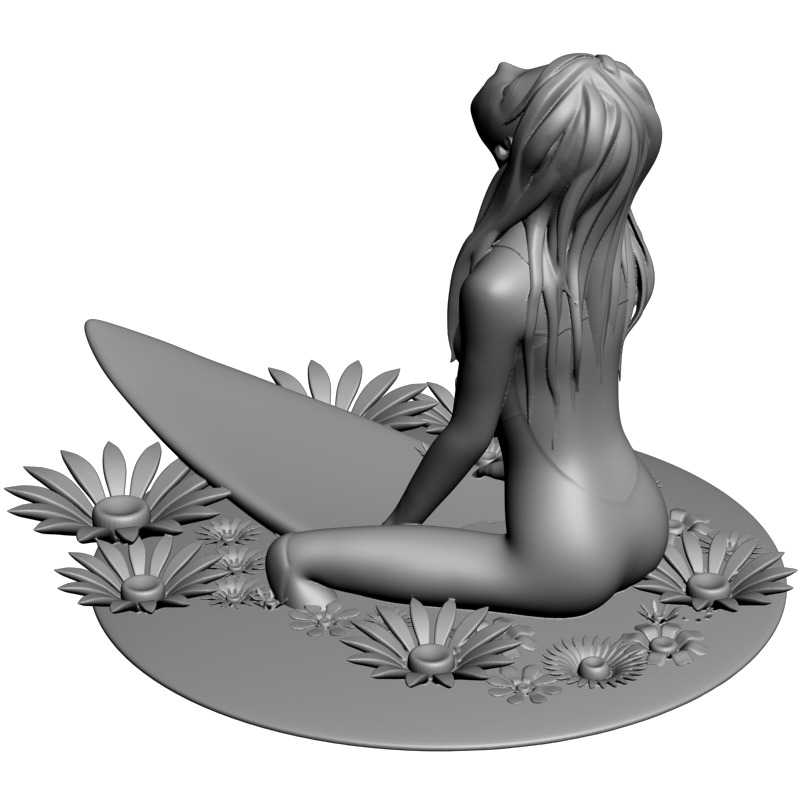 картинка Девушка с доской для серфинга L3-222 3D-STL.COM