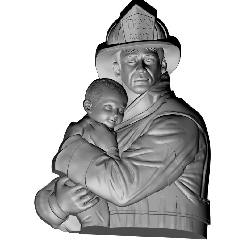 картинка Пожарный и малыш L1-123 3D-STL.COM