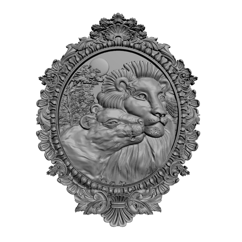 картинка Лев и львицв D12-367 3D-STL.COM