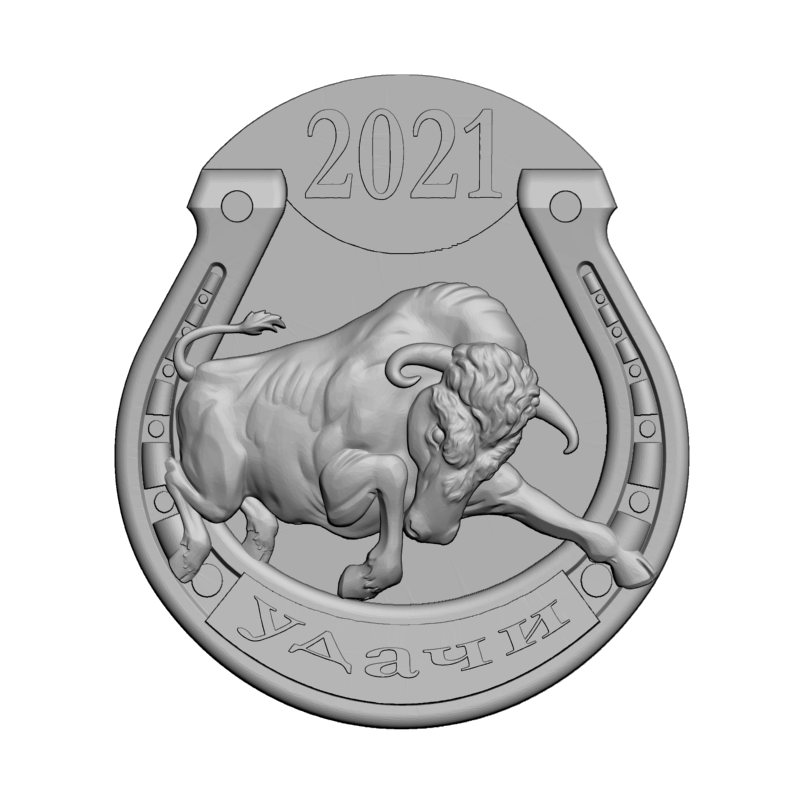 картинка Бык с годом на удачу P4-603 3D-STL.COM