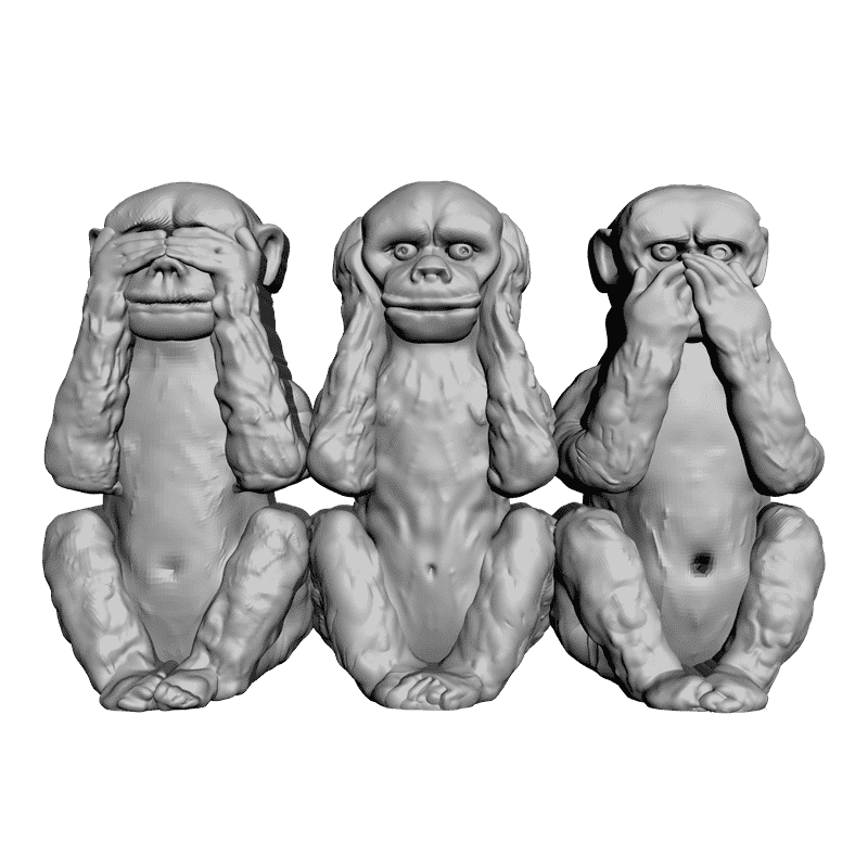 картинка Три обезьяны F1-024 3D-STL.COM