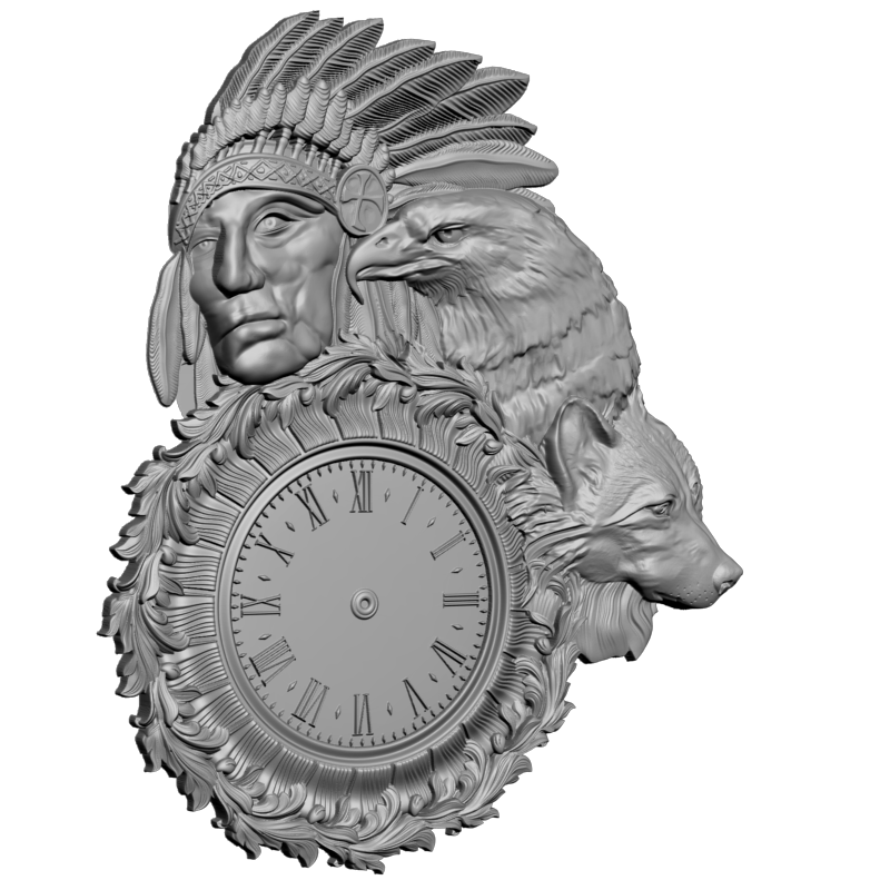 картинка Часы с индейцем P3-129 3D-STL.COM