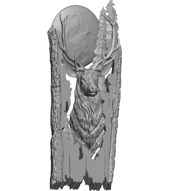 картинка Олень и луна D12-445 3D-STL.COM
