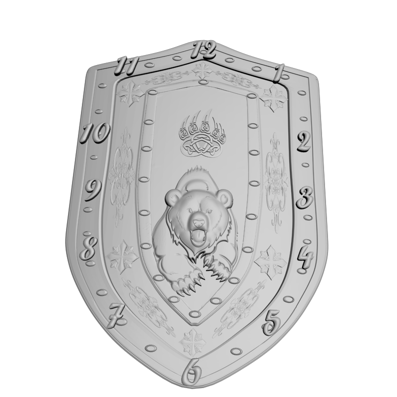 картинка Часы Медведь на щите P3-221 3D-STL.COM