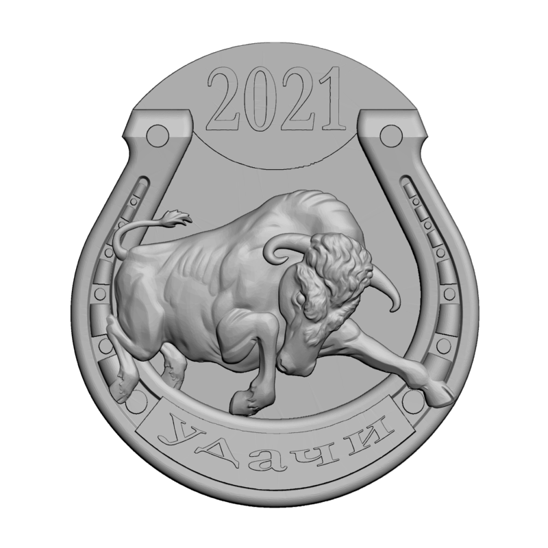 картинка Бык с годом на удачу P4-603 3D-STL.COM
