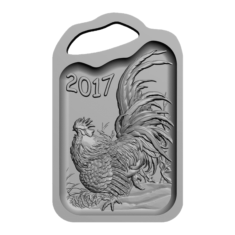 картинка Доска разделочная. Петух 2017 P4-061 3D-STL.COM