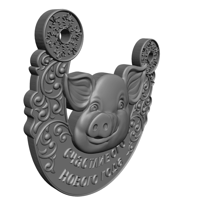 картинка Поросёнок с подковой 2019 P4-223 3D-STL.COM