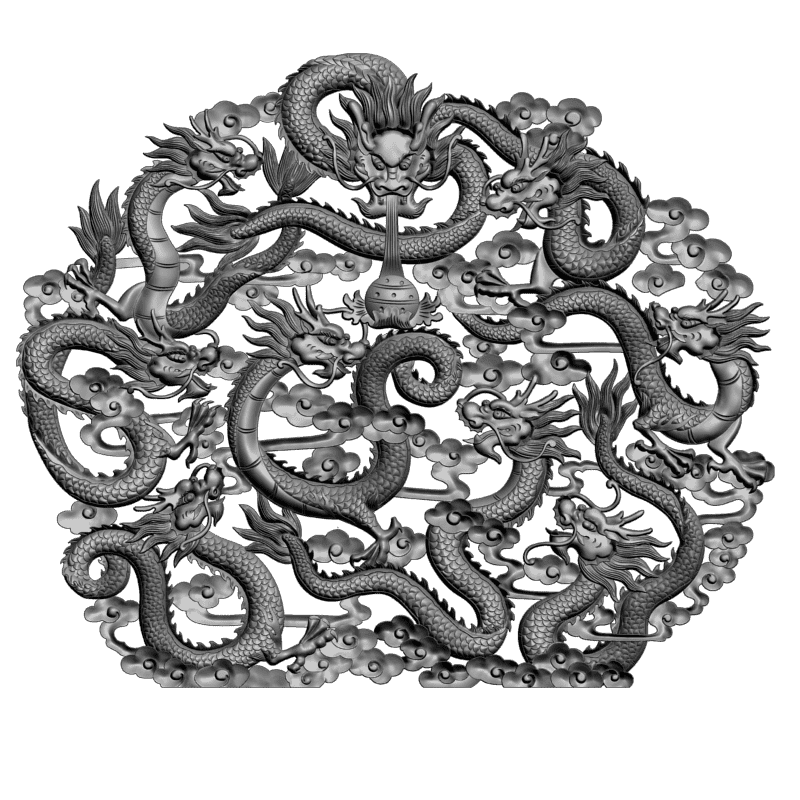 картинка Девять китайских драконов D12-474 3D-STL.COM