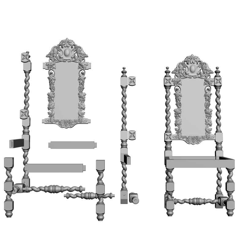 картинка Стул резной M9-044 3D-STL.COM