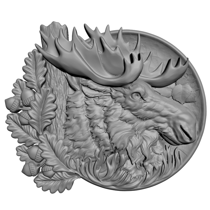 картинка Лось под дубом F1-255 3D-STL.COM
