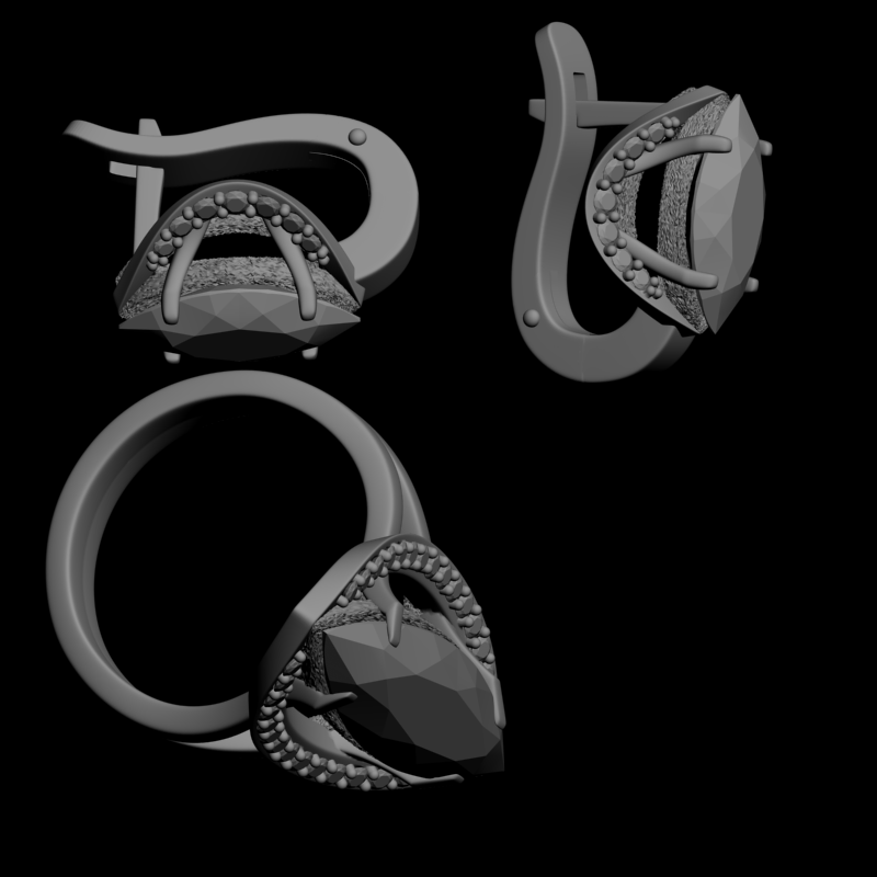 картинка Набор Серьги и кольцо RY7-003 3D-STL.COM