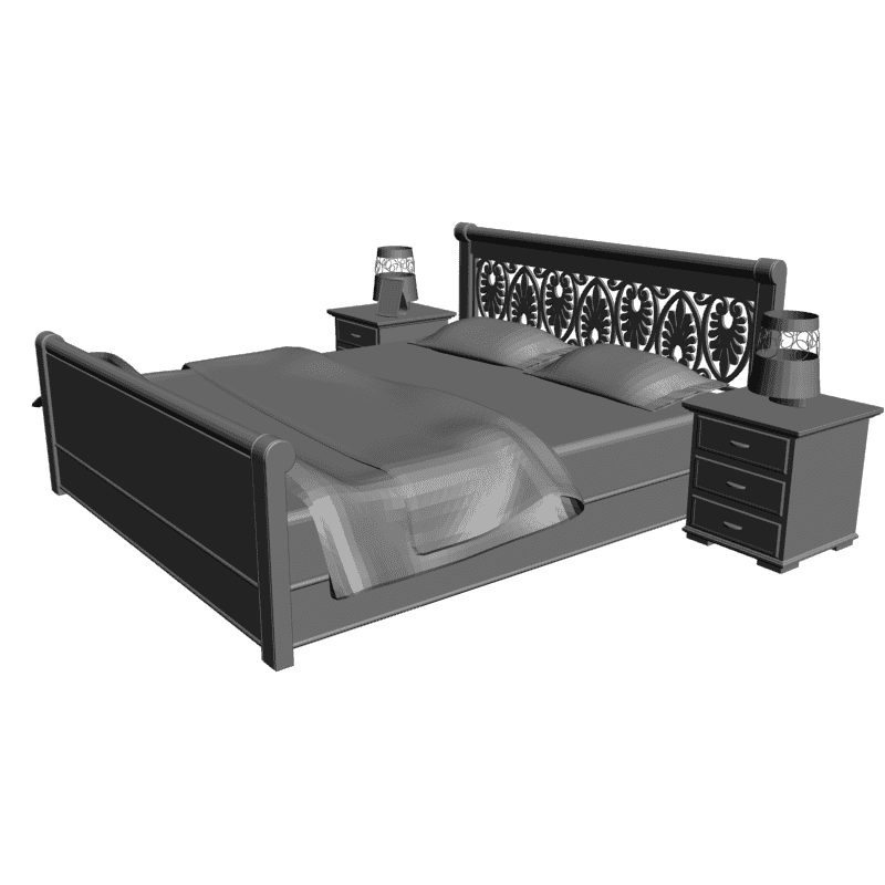 картинка Кровать с тумлочками M4-171 3D-STL.COM
