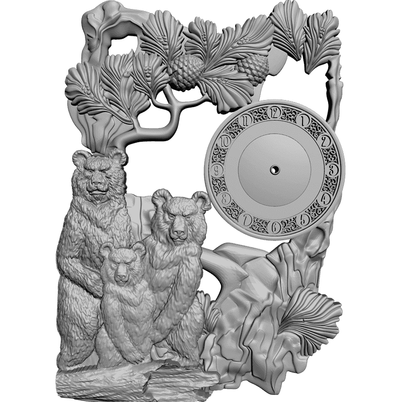 картинка Часы с медведями P3-030 3D-STL.COM