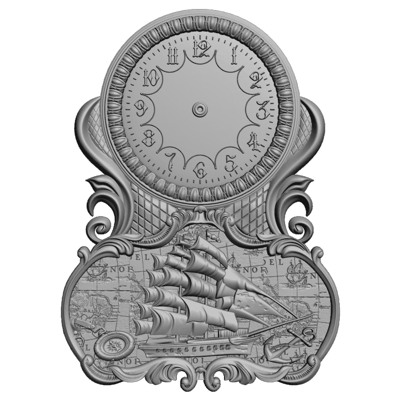картинка Часы с кораблём P3-166 3D-STL.COM
