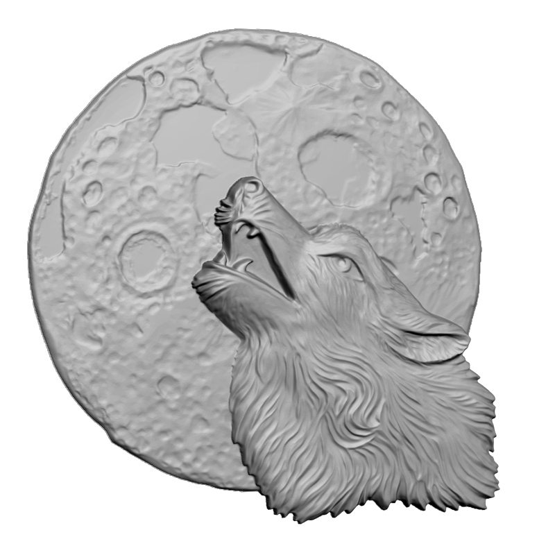картинка Волк воет на луну D12-528 3D-STL.COM