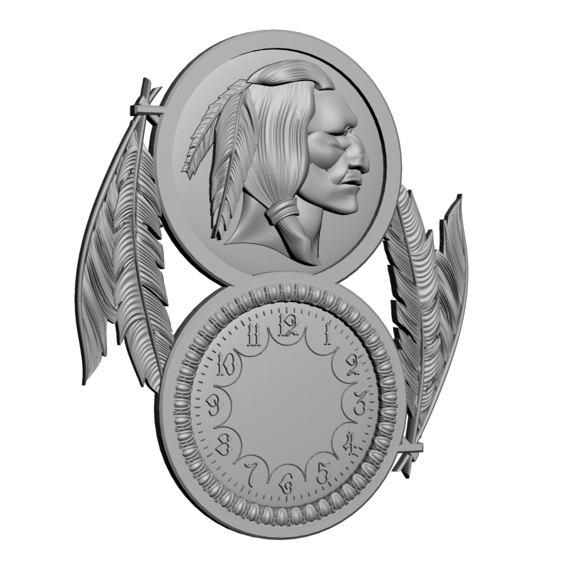 картинка Часы с индейцем P3-162 3D-STL.COM