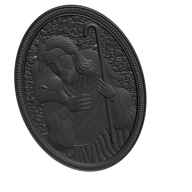 картинка Иисус с овечкой D12-700 3D-STL.COM