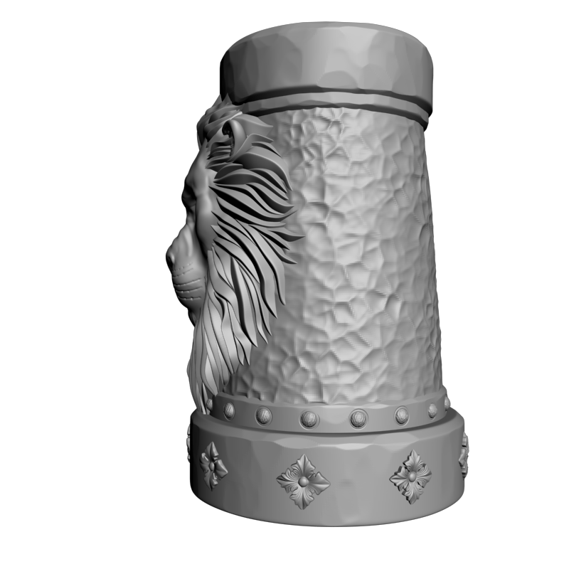 картинка Кружка с головой льва H5-135 3D-STL.COM