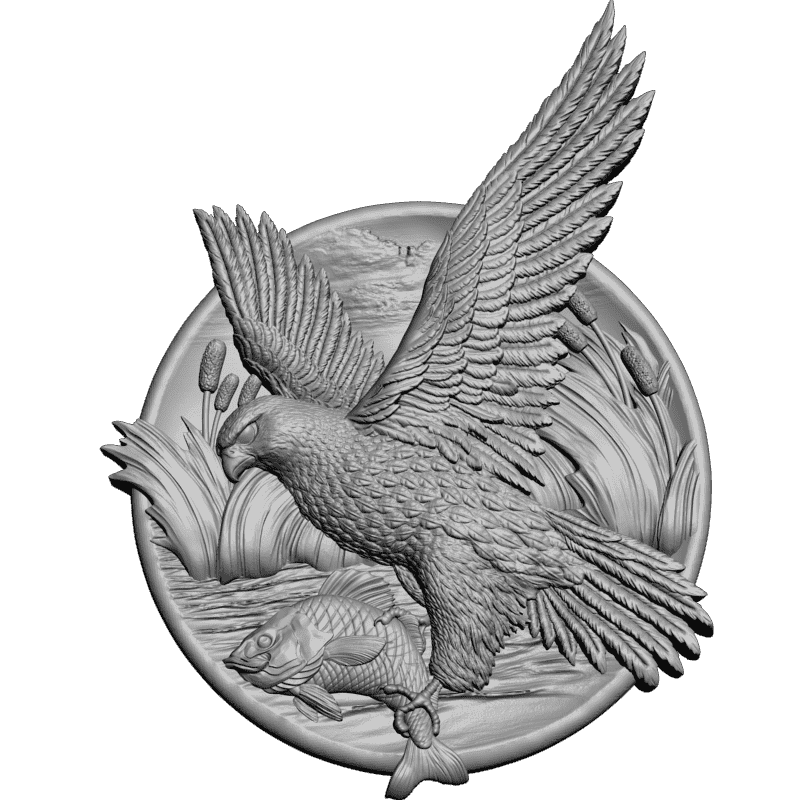картинка Ястреб с рыбой D12-540 3D-STL.COM