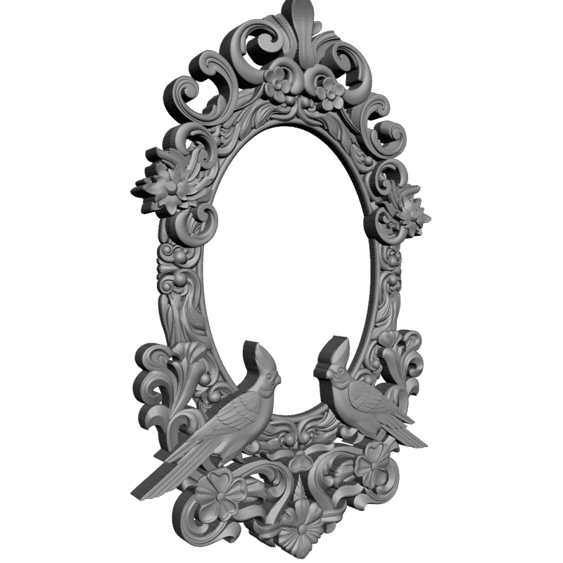 картинка Рамка овальная с попугаями D14-322 3D-STL.COM