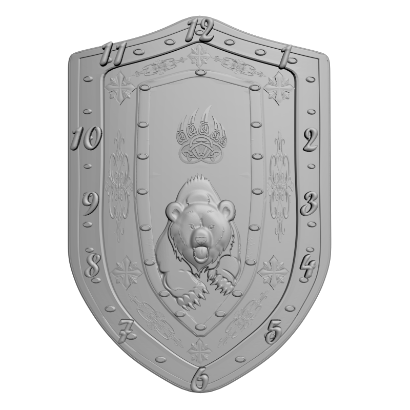 картинка Часы Медведь на щите P3-221 3D-STL.COM
