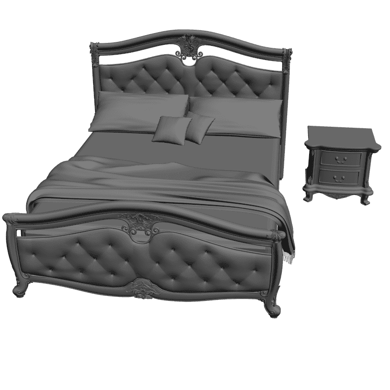 картинка Кровать классическая с тумбочкой M4-181 3D-STL.COM