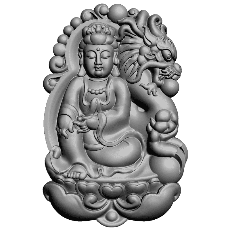 картинка Бодхисаттва с драконьим фоном V9-090 3D-STL.COM