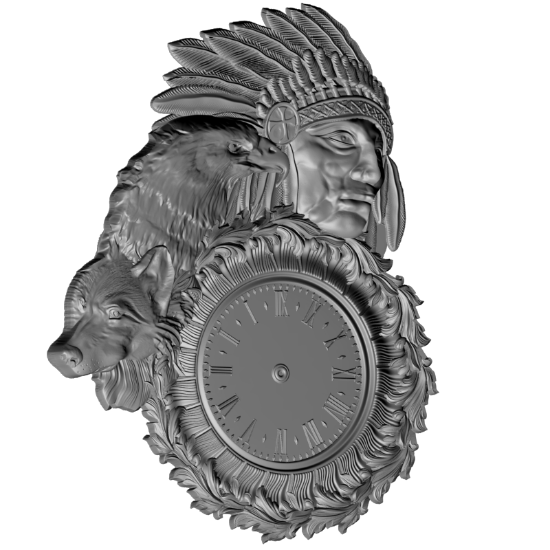 картинка Часы с индейцем P3-129 3D-STL.COM