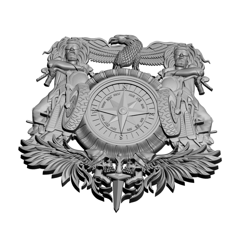картинка  Компас байкеры и орёл P4-482 3D-STL.COM