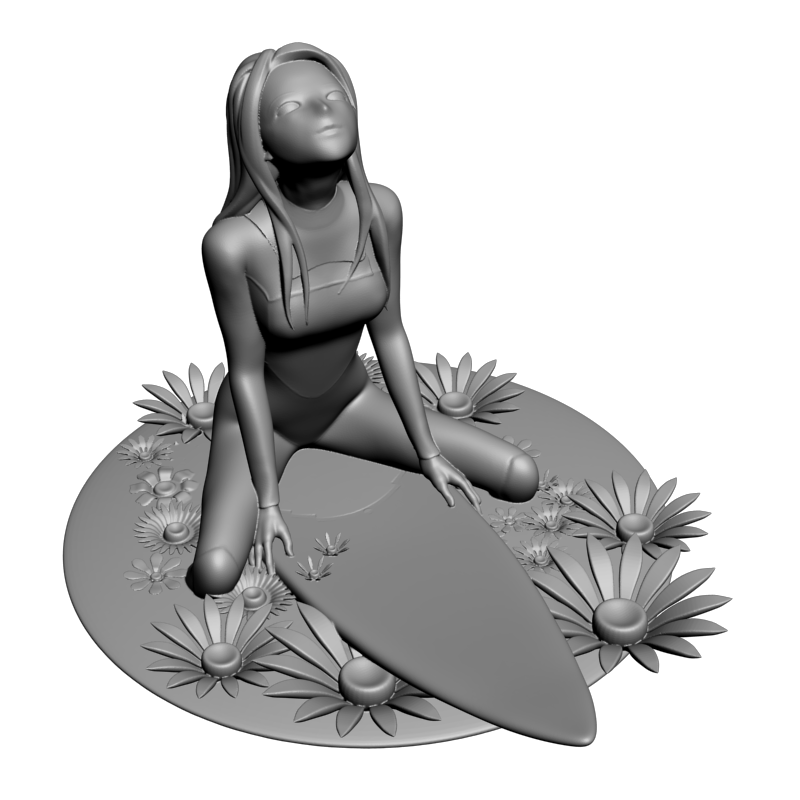 картинка Девушка с доской для серфинга L3-222 3D-STL.COM